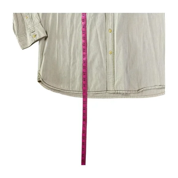 Timberland Men's NWT Button Down Striped Long Sleeve Shirt Beige and White XL - Picture 5 of 7